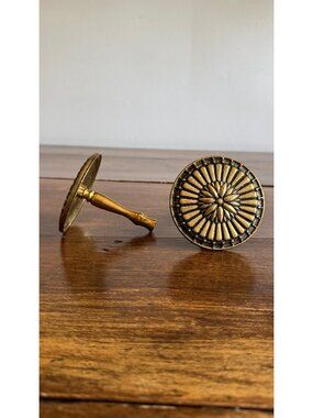 Vintage Pair of Brass Curtain Holders - Wall Mounted Curtain Stays